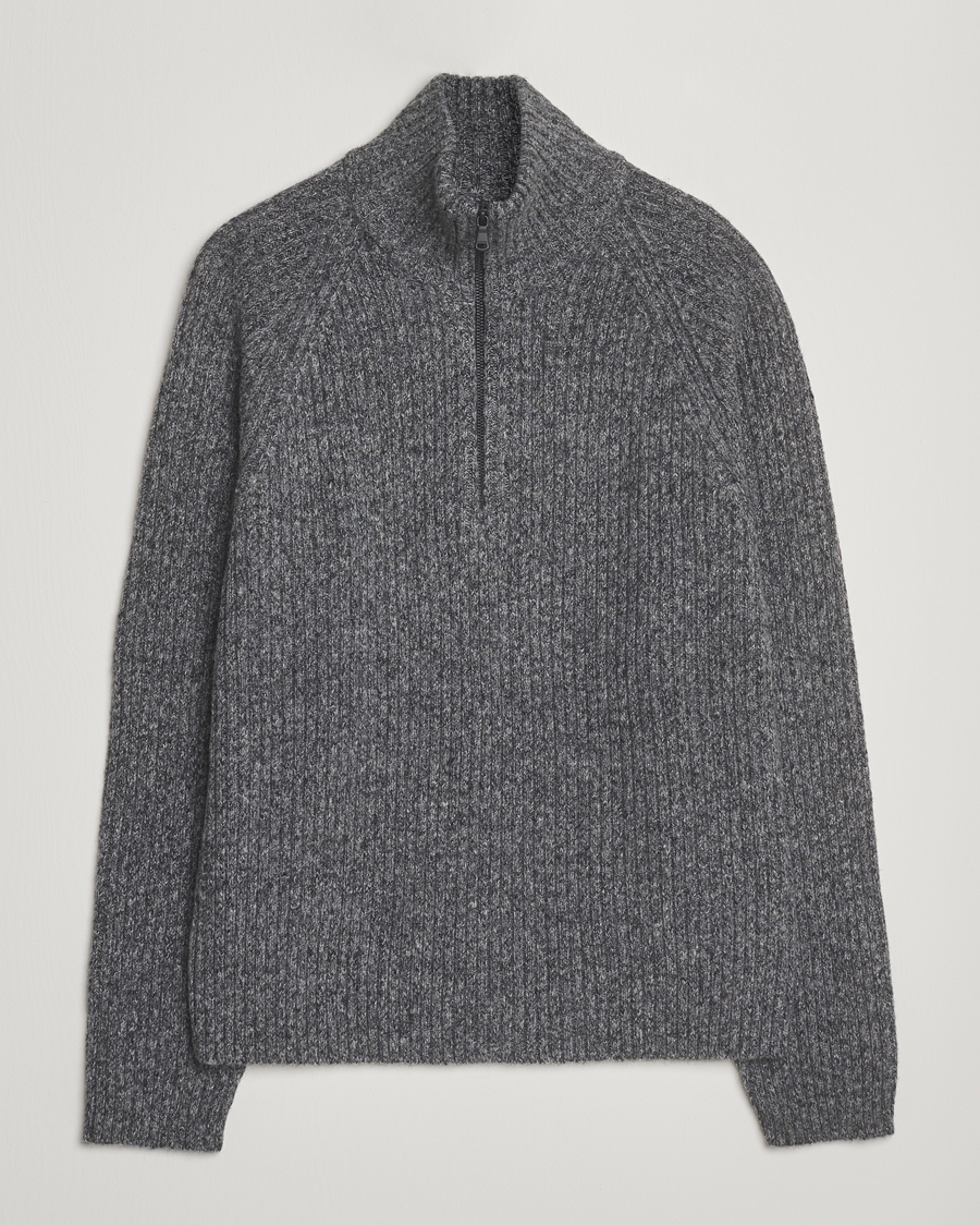 Mies | Puserot | J.Lindeberg | Victor Wool Half Zip Dark Grey Melange
