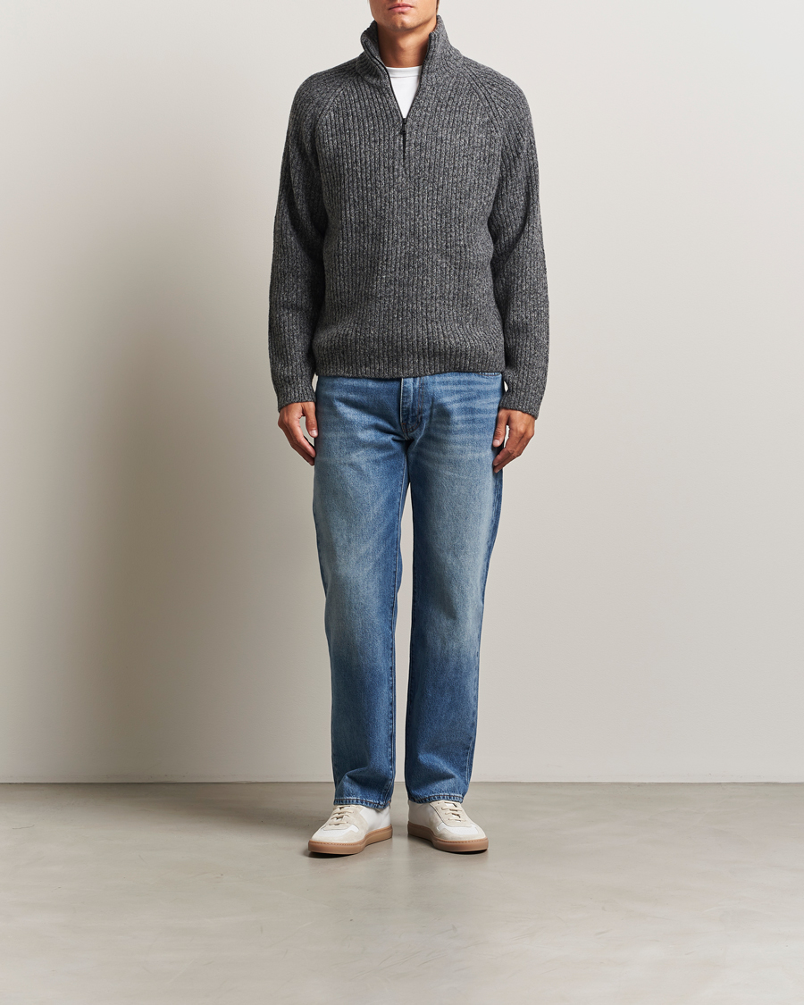 Mies | Puserot | J.Lindeberg | Victor Wool Half Zip Dark Grey Melange