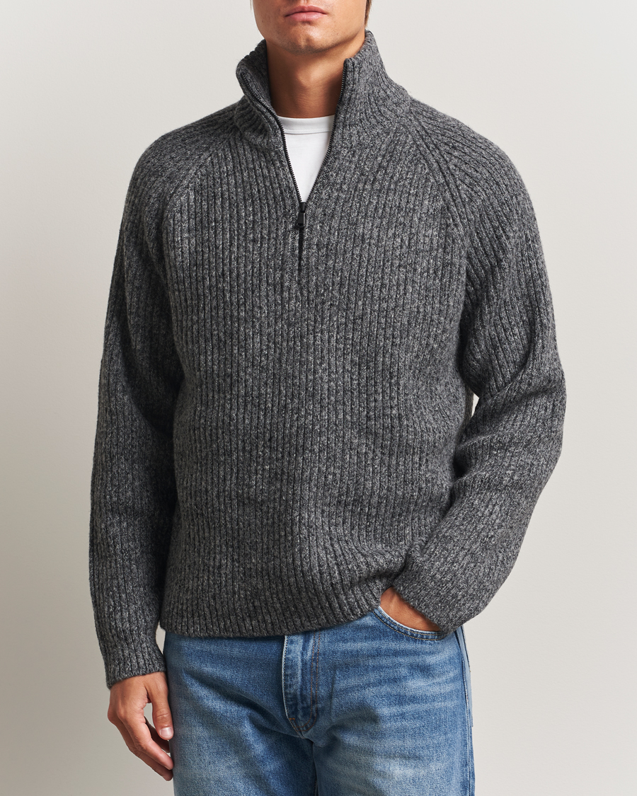 Mies | Puserot | J.Lindeberg | Victor Wool Half Zip Dark Grey Melange