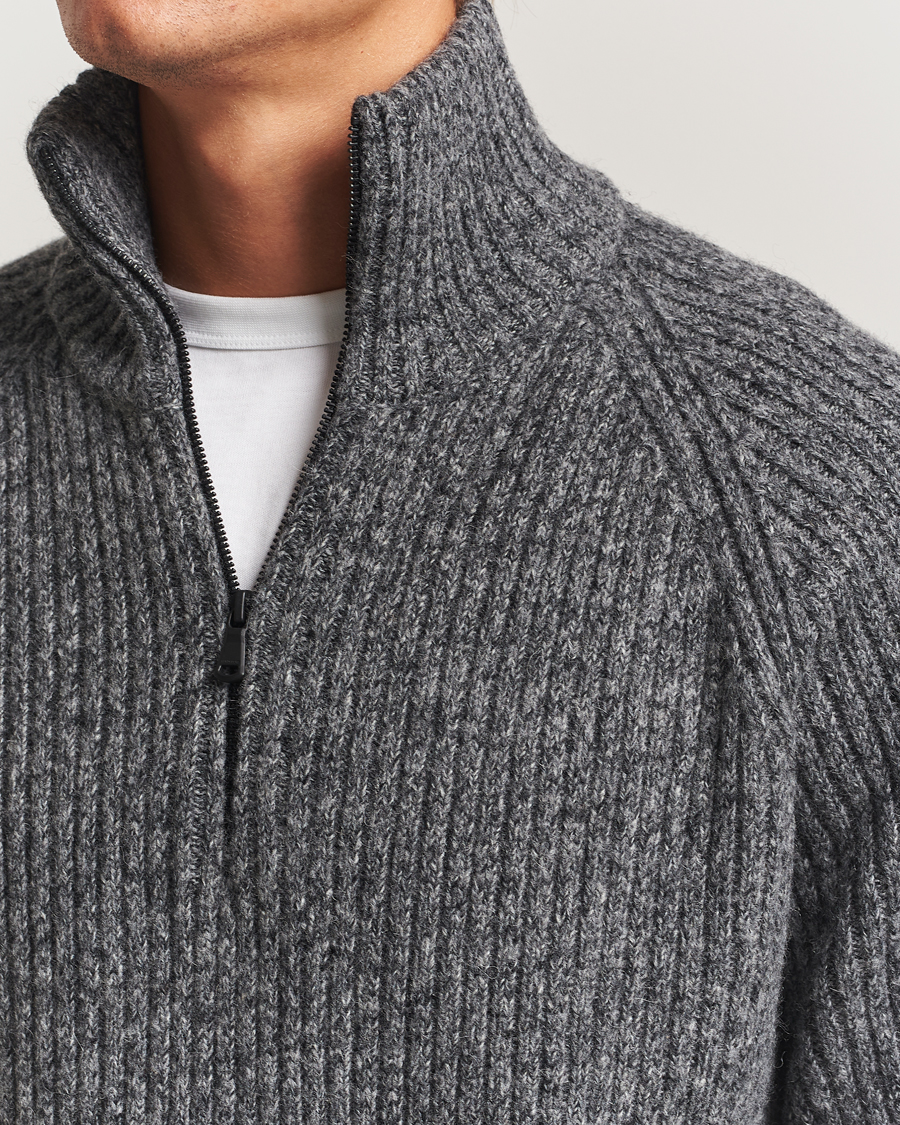 Mies | Puserot | J.Lindeberg | Victor Wool Half Zip Dark Grey Melange