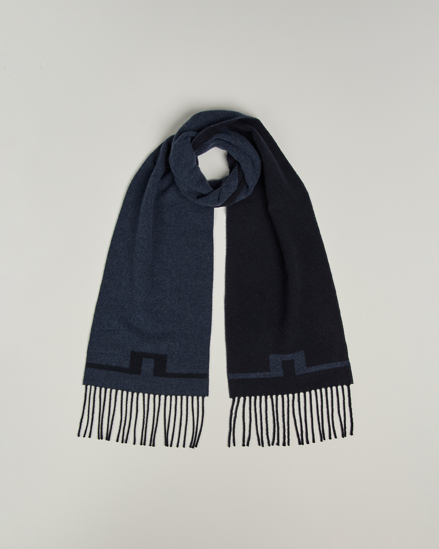 Mies | Kaulaliinat | J.Lindeberg | Champ Wool Doublefaced Scarf Navy