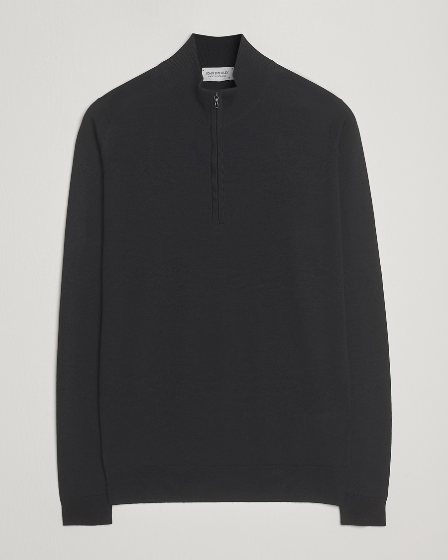 Mies | Puserot | John Smedley | Barrow Extra Fine Merino Half Zip Black