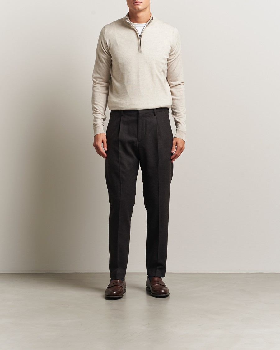 Mies | Puserot | John Smedley | Barrow Extra Fine Merino Half Zip Grey Fleece