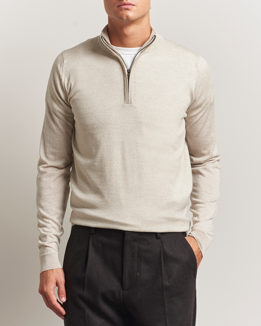 Mies | Puserot | John Smedley | Barrow Extra Fine Merino Half Zip Grey Fleece
