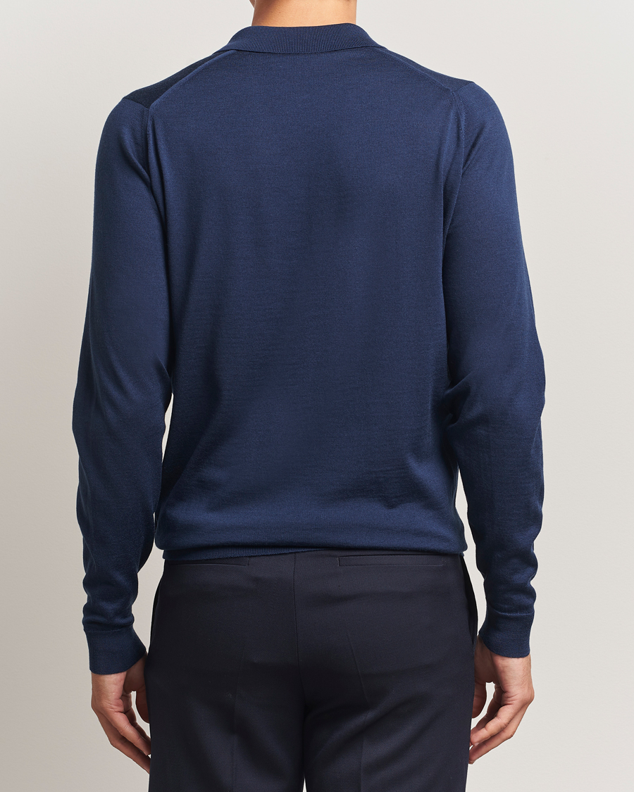 Mies | Puserot | John Smedley | Belper Extra Fine Merino Polo Pullover Hemingway Blue