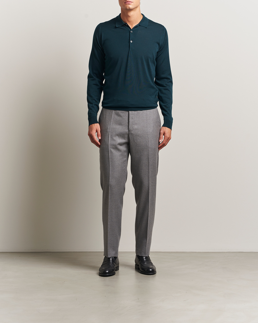 Mies | Puserot | John Smedley | Belper Extra Fine Merino Polo Pullover Richardson Green