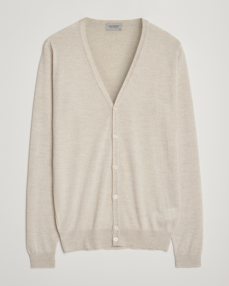 Mies | Puserot | John Smedley | Petworth Extra Fine Merino Cardigan Grey Fleece