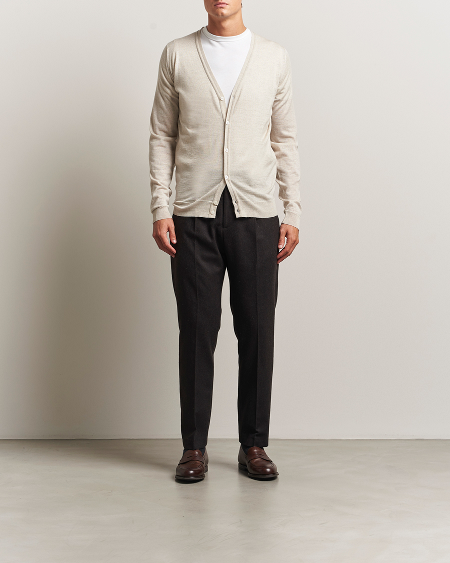 Mies | Puserot | John Smedley | Petworth Extra Fine Merino Cardigan Grey Fleece