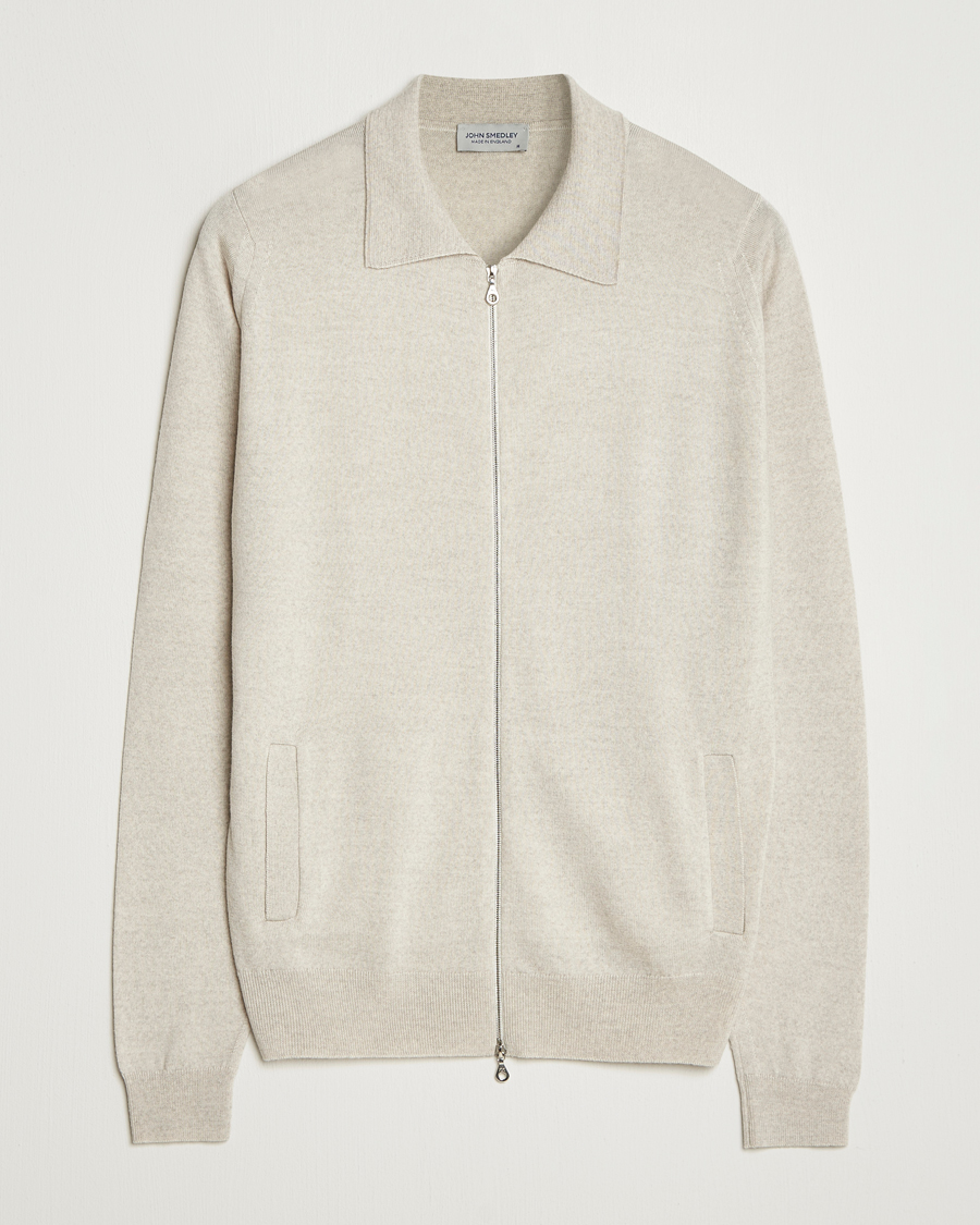 Mies | Puserot | John Smedley | Alston Extra Fine Merino Full Zip Grey Fleece