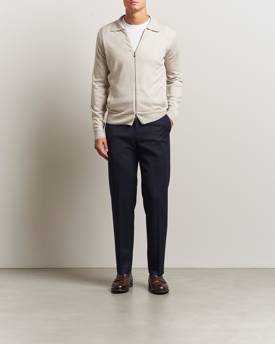 Mies | Puserot | John Smedley | Alston Extra Fine Merino Full Zip Grey Fleece