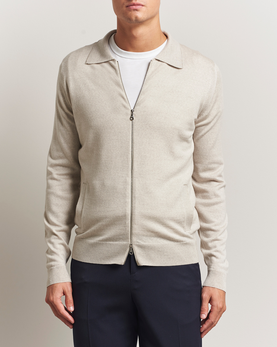 Mies | Puserot | John Smedley | Alston Extra Fine Merino Full Zip Grey Fleece