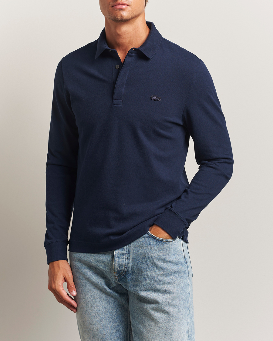 Mies | Pikeet | Lacoste | Paris Long Sleeve Polo Piké Navy Blue