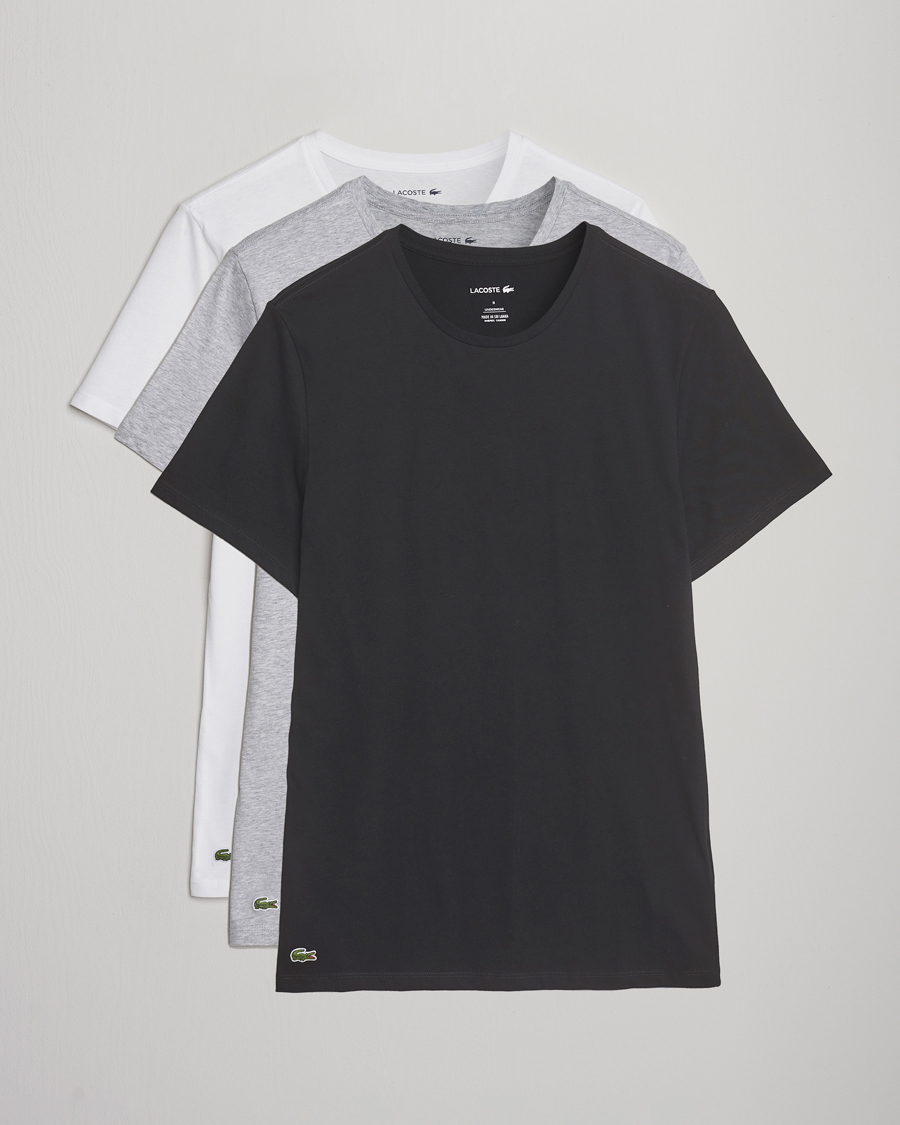 Mies | T-paidat | Lacoste | 3-Pack Crew Neck T-Shirt White/Grey/Black