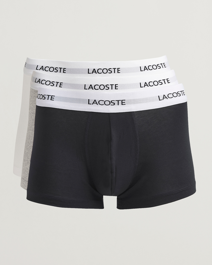 Mies | Alusvaatteet | Lacoste | 3-Pack Stretch Cotton Trunks Black/White/Grey