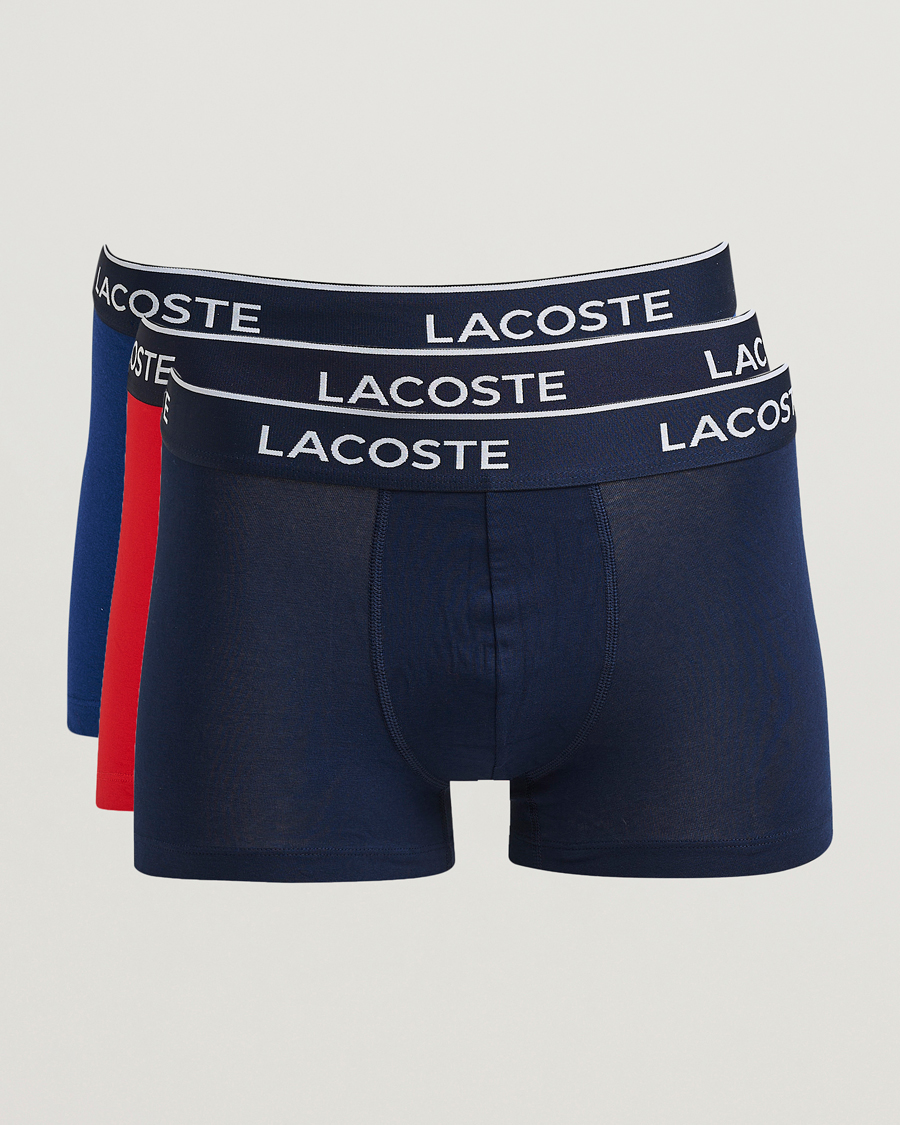 Mies | Alusvaatteet | Lacoste | 3-Pack Stretch Cotton Trunks Navy/Blue/Red