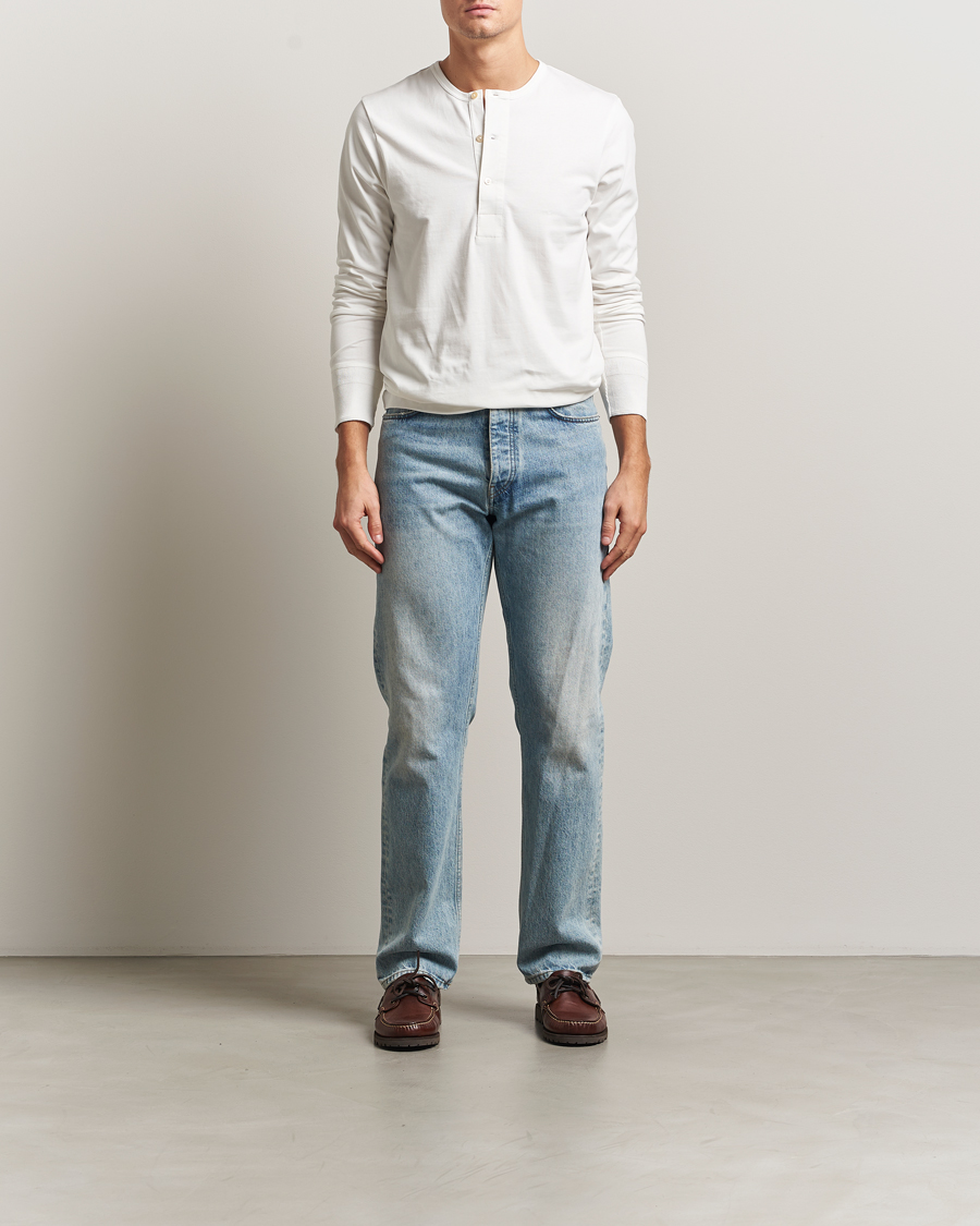 Mies | T-paidat | Merz b. Schwanen | Classic Fit Sturdy Organic Cotton Henley White