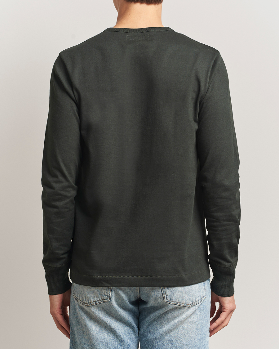 Mies | Puserot | Merz b. Schwanen | Classic Fit Sturdy Organic Cotton Henley Forest Green