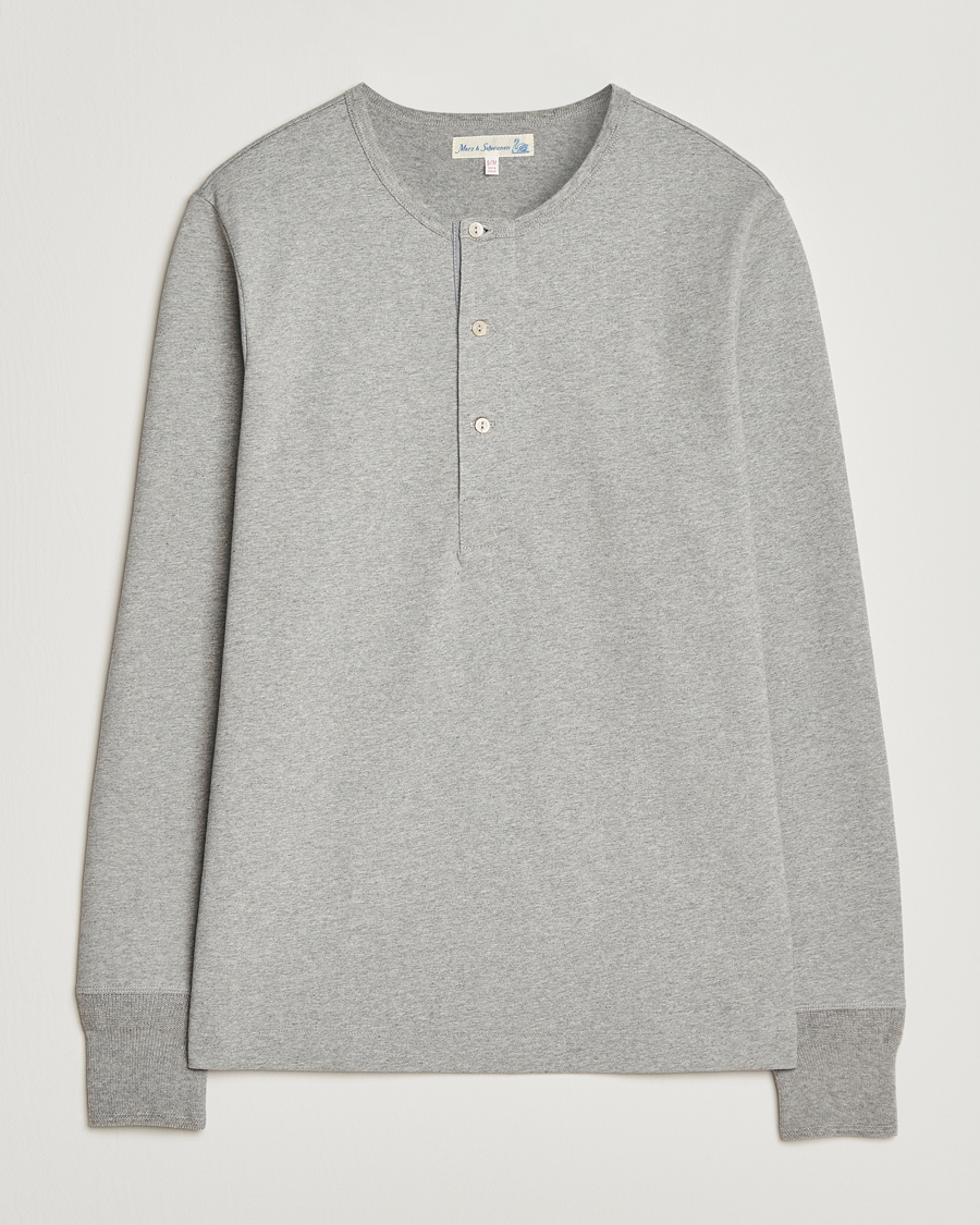 Mies | Puserot | Merz b. Schwanen | Classic Fit Sturdy Organic Cotton Henley Grey Melange