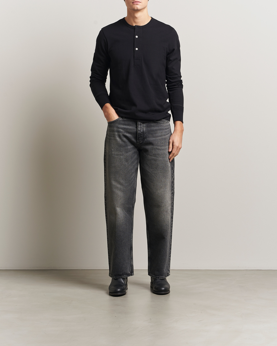 Mies | Puserot | Merz b. Schwanen | Classic Fit Sturdy Organic Cotton Henley Black