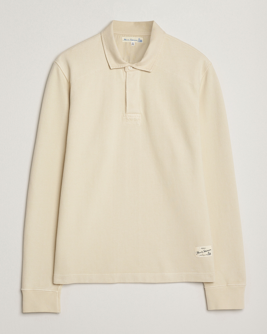 Mies | Puserot | Merz b. Schwanen | Relaxed Fit Vintage Cotton Rugby Shirt Nature