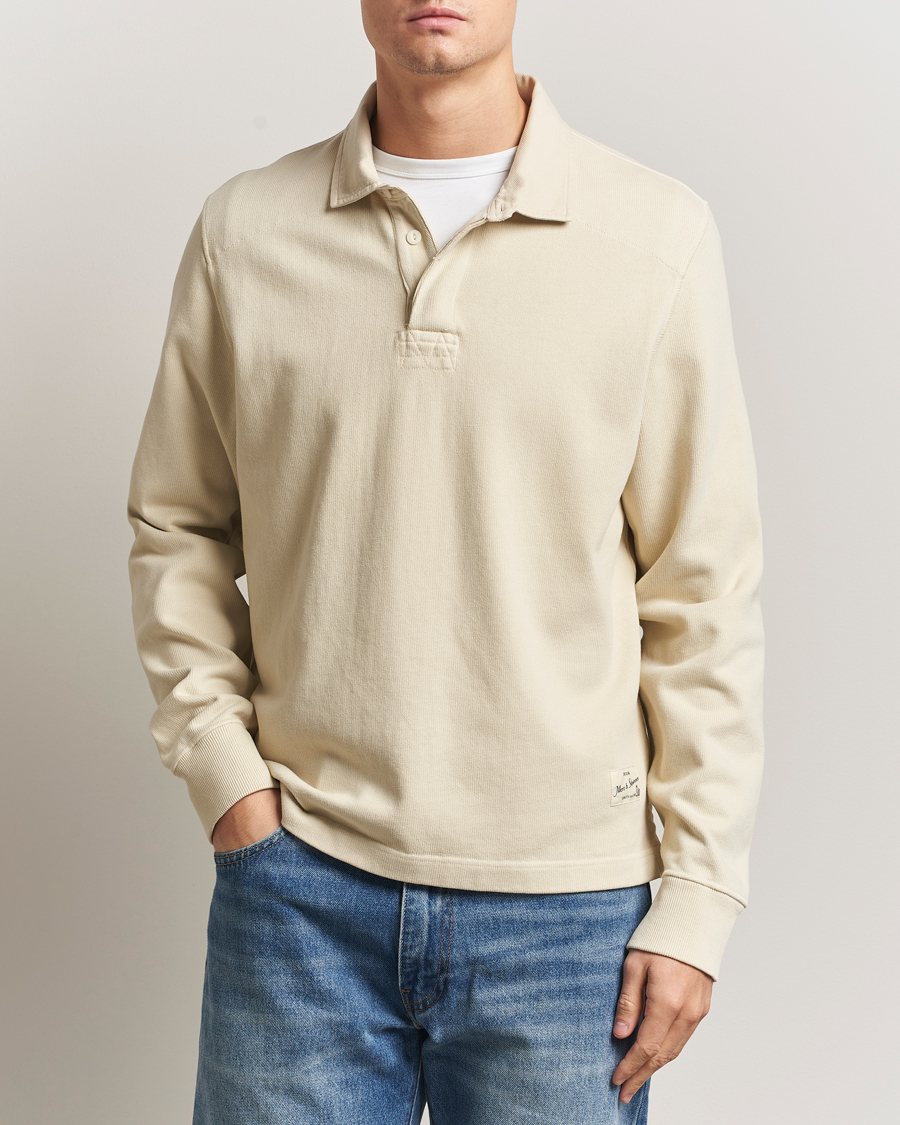 Mies | Puserot | Merz b. Schwanen | Relaxed Fit Vintage Cotton Rugby Shirt Nature