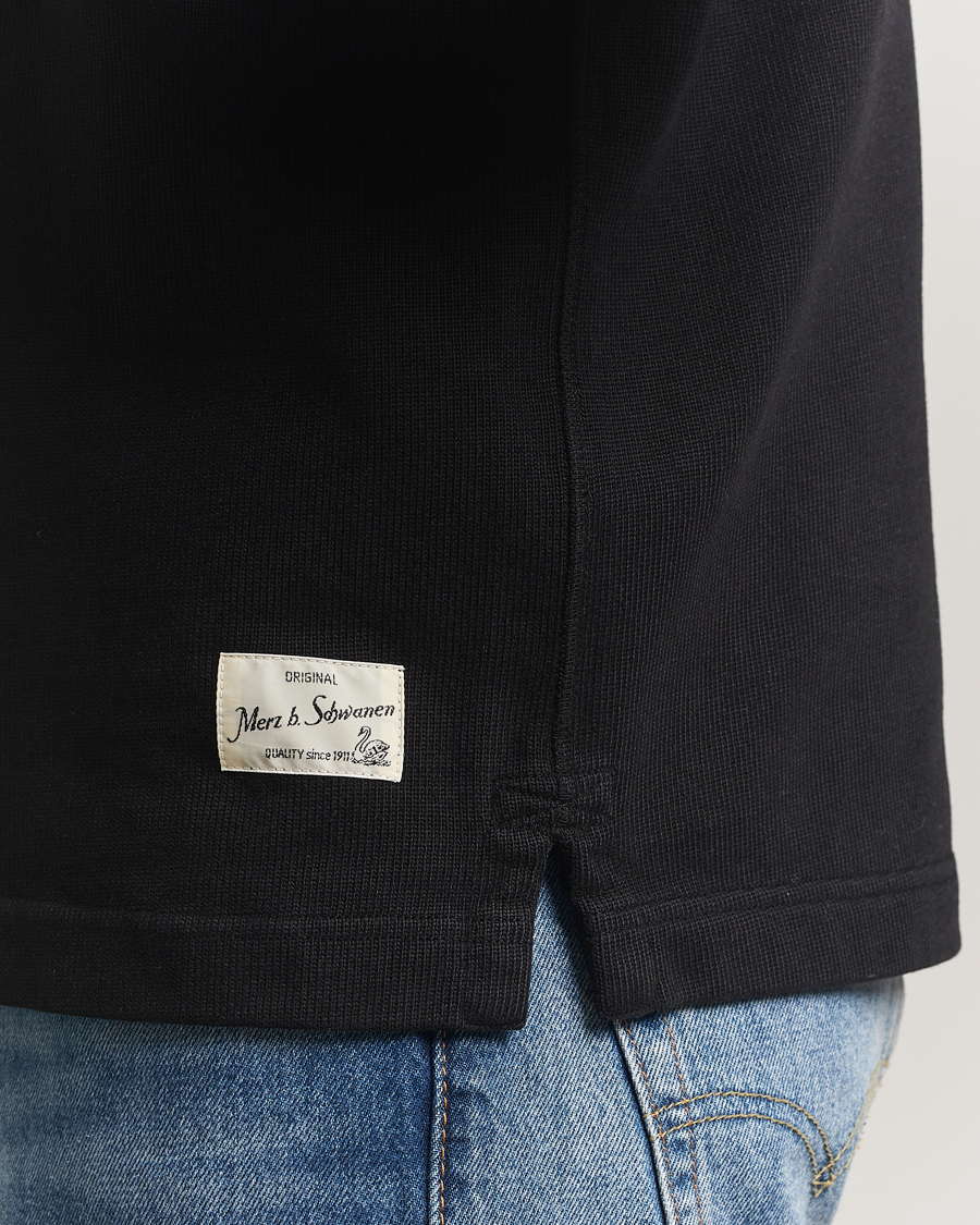 Mies | Puserot | Merz b. Schwanen | Relaxed Fit Vintage Cotton Rugby Shirt Black