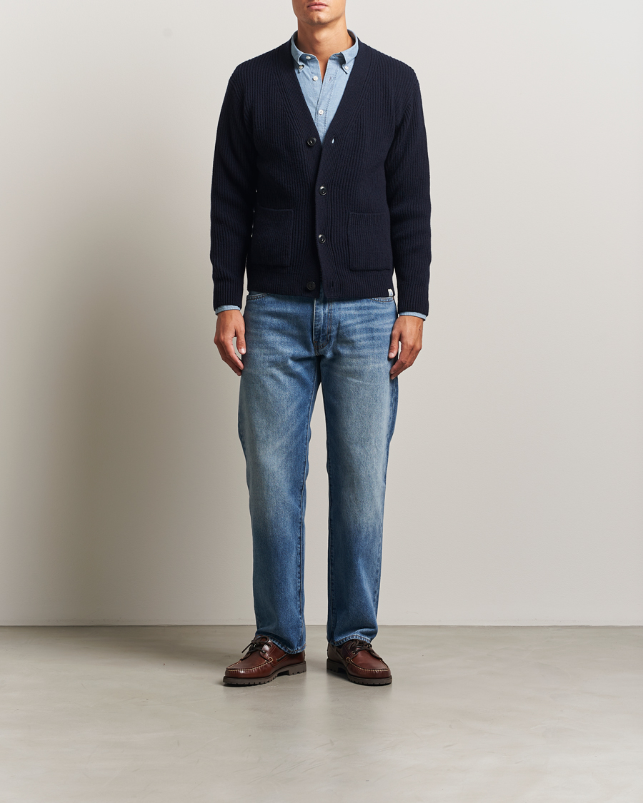 Mies | Puserot | Merz b. Schwanen | Merino/Cashmere Knitted Cardigan Dark Navy
