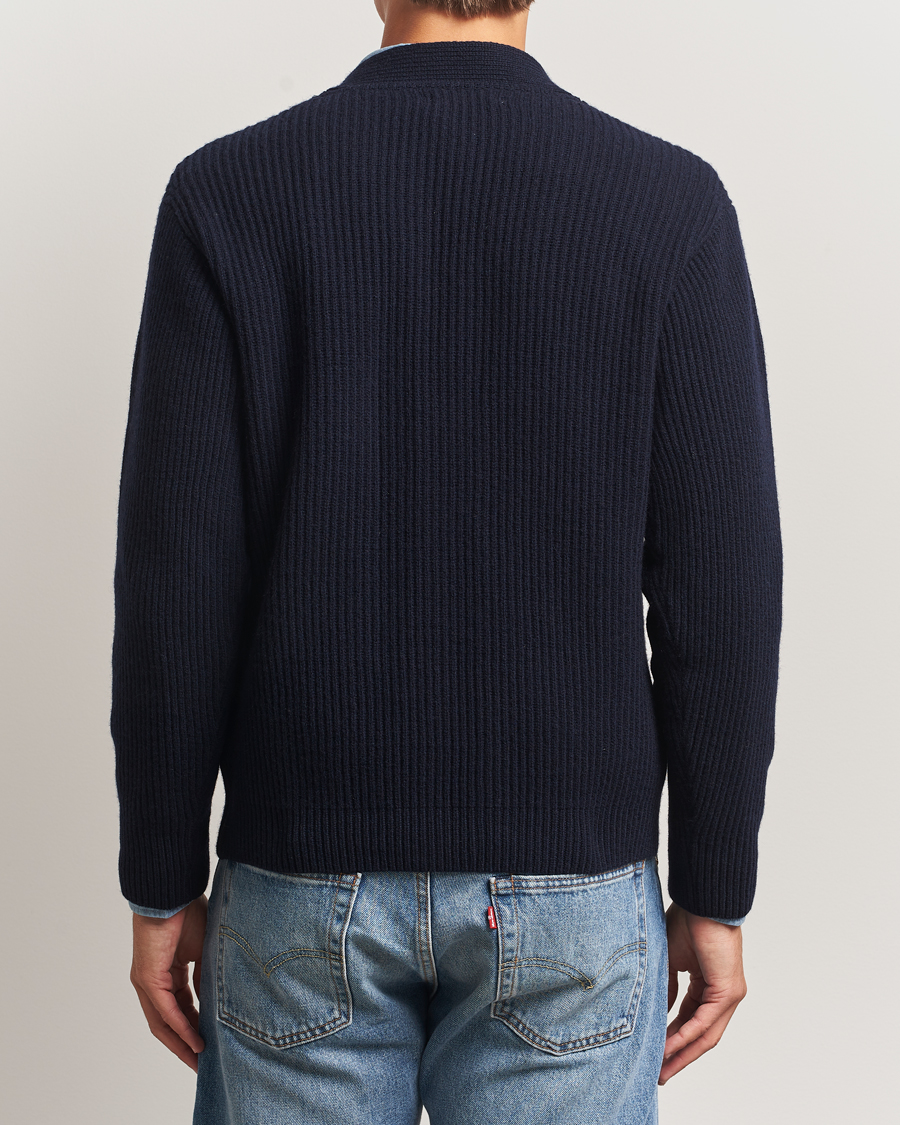 Mies | Puserot | Merz b. Schwanen | Merino/Cashmere Knitted Cardigan Dark Navy
