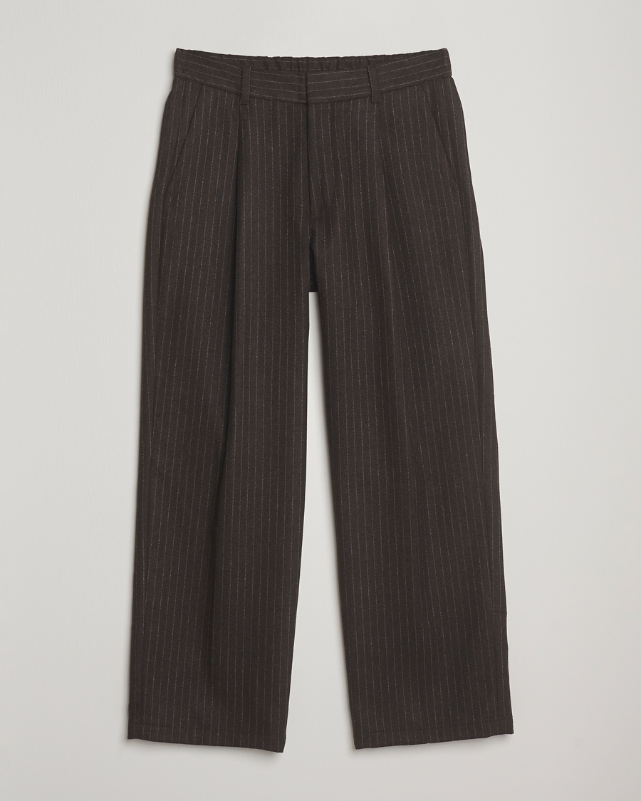 Mies | Housut | NN07 | Kay Wool Pleated Pinstriped Trousers Brown