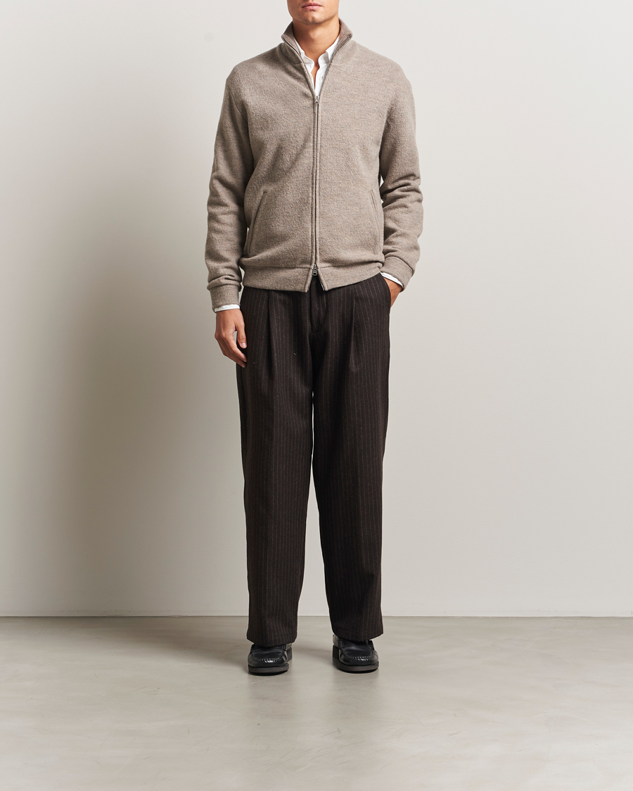 Mies | Housut | NN07 | Kay Wool Pleated Pinstriped Trousers Brown