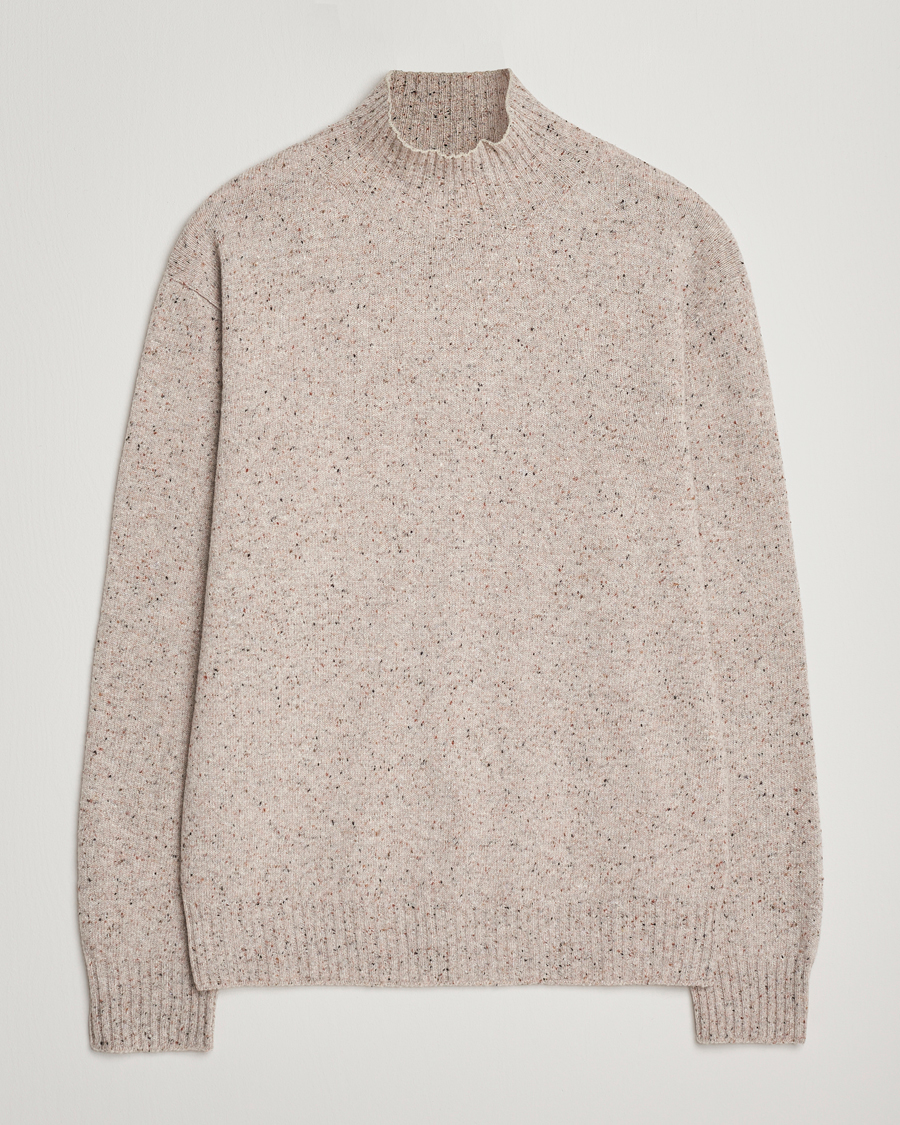 Mies | Puserot | NN07 | Aksel Wool Donegal Knitted Mock Neck Ivory