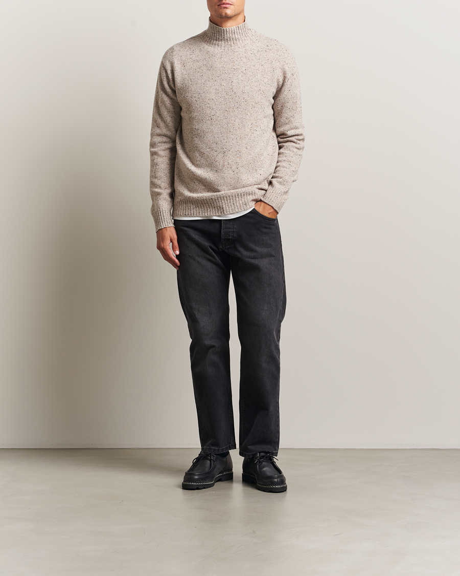 Mies | Puserot | NN07 | Aksel Wool Donegal Knitted Mock Neck Ivory