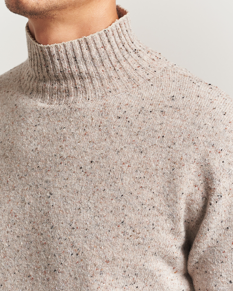 Mies | Puserot | NN07 | Aksel Wool Donegal Knitted Mock Neck Ivory