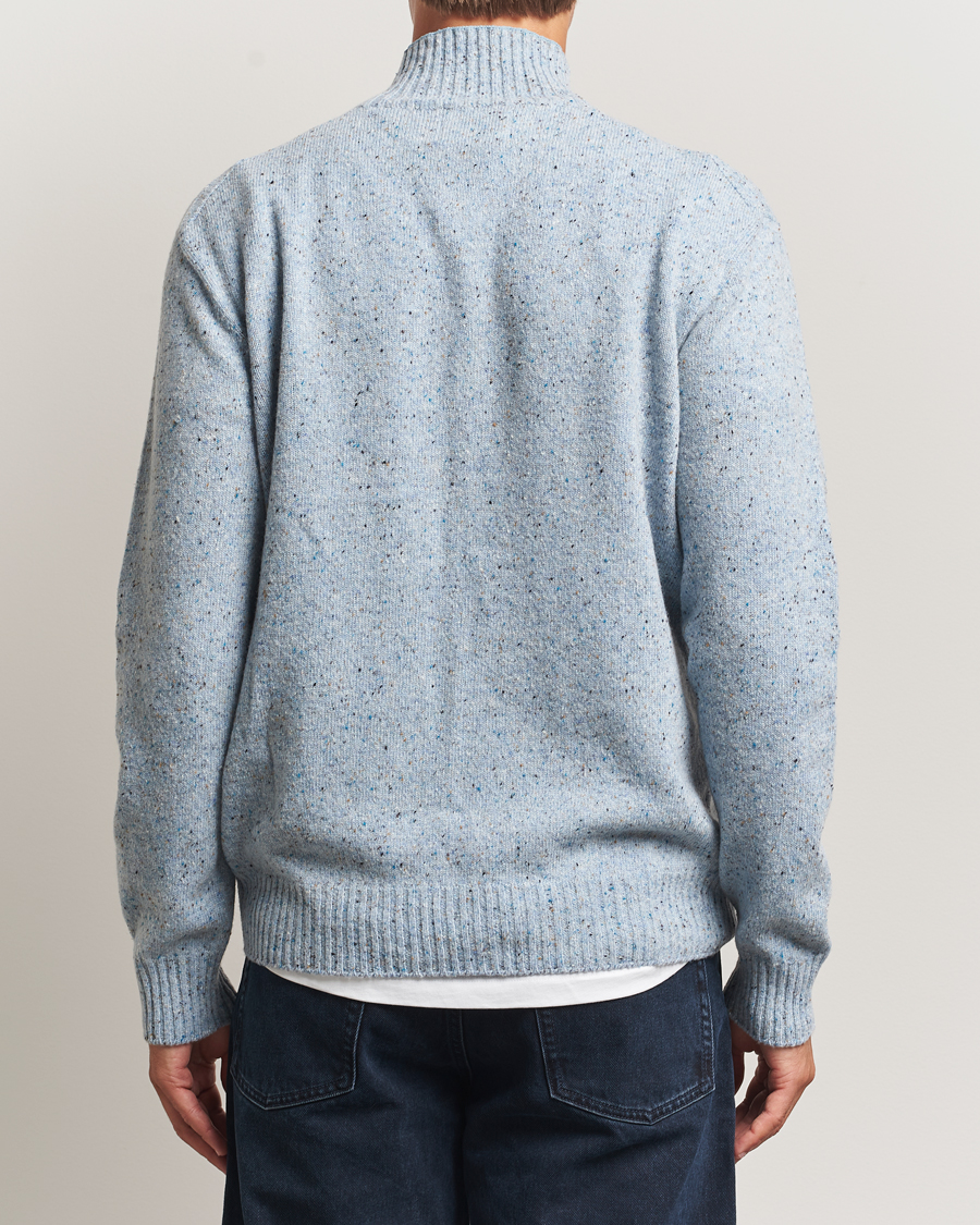Mies | Puserot | NN07 | Aksel Wool Donegal Knitted Mock Neck Cerulian Blue
