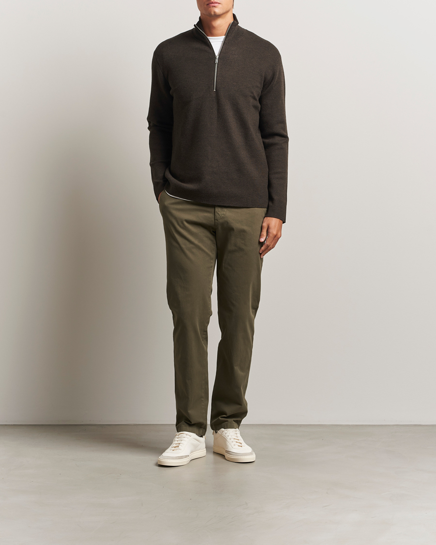 Mies | Puserot | NN07 | Harald Cotton/Modal Half Zip Demitasse Brown