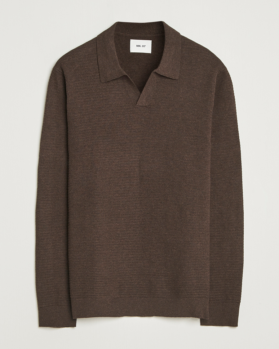 Mies | Puserot | NN07 | Paul Cotton Knitted Polo Demitasse Brown