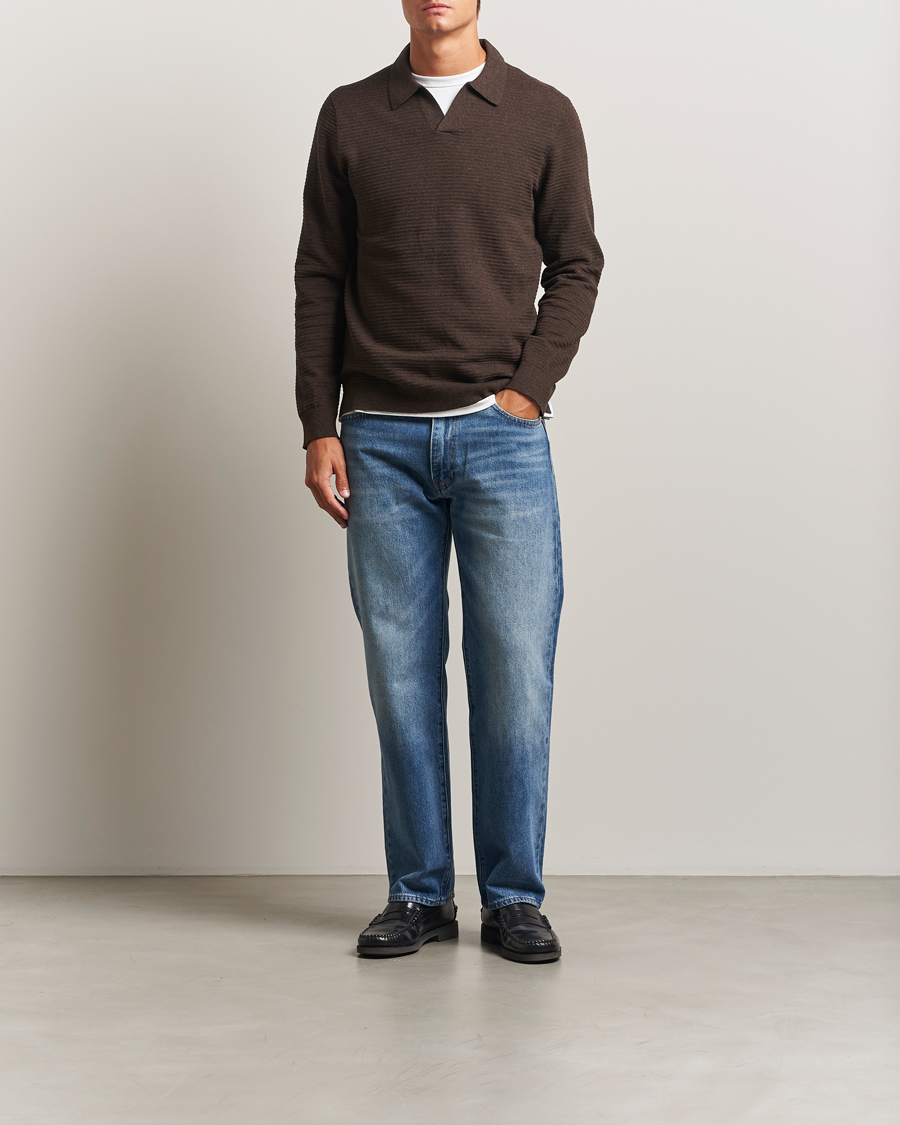 Mies | Puserot | NN07 | Paul Cotton Knitted Polo Demitasse Brown