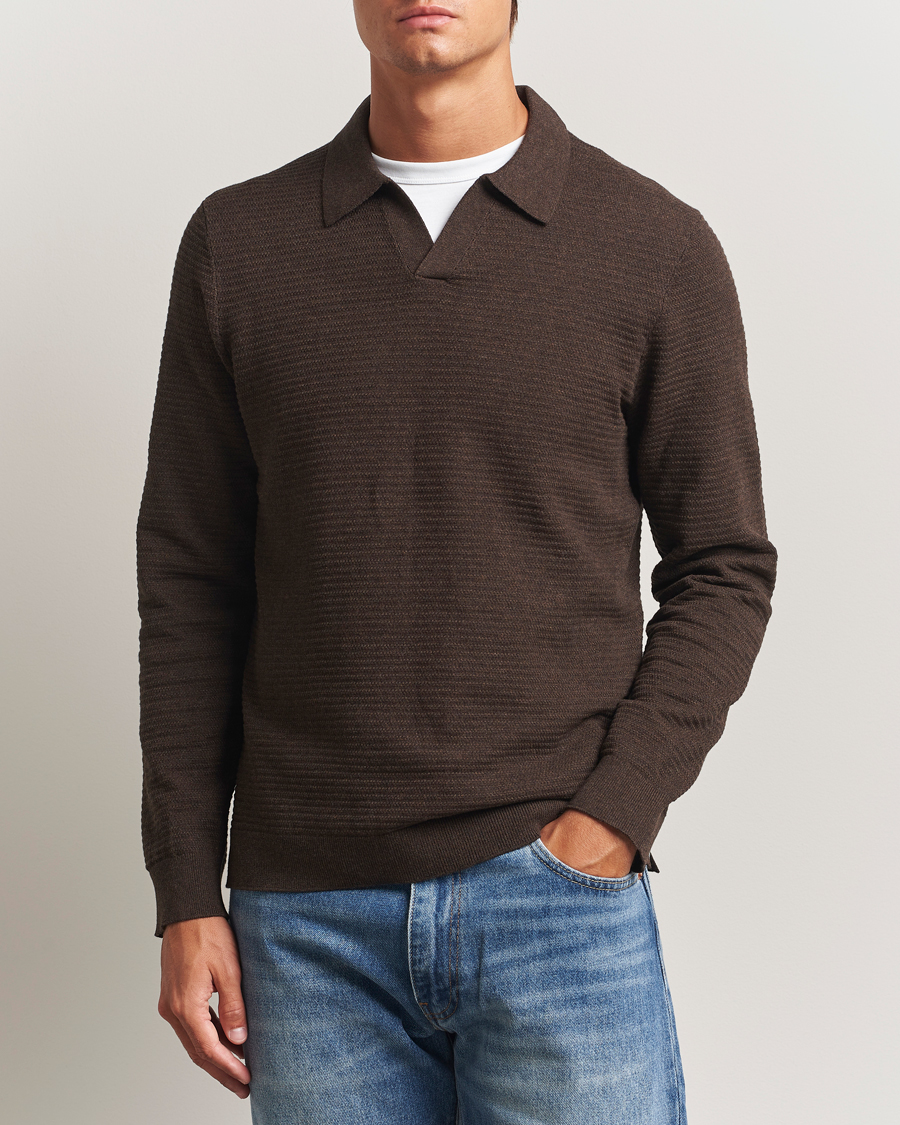 Mies | Puserot | NN07 | Paul Cotton Knitted Polo Demitasse Brown