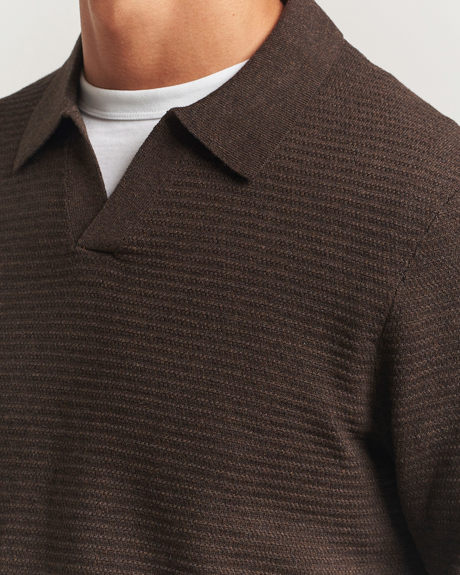 Mies | Puserot | NN07 | Paul Cotton Knitted Polo Demitasse Brown