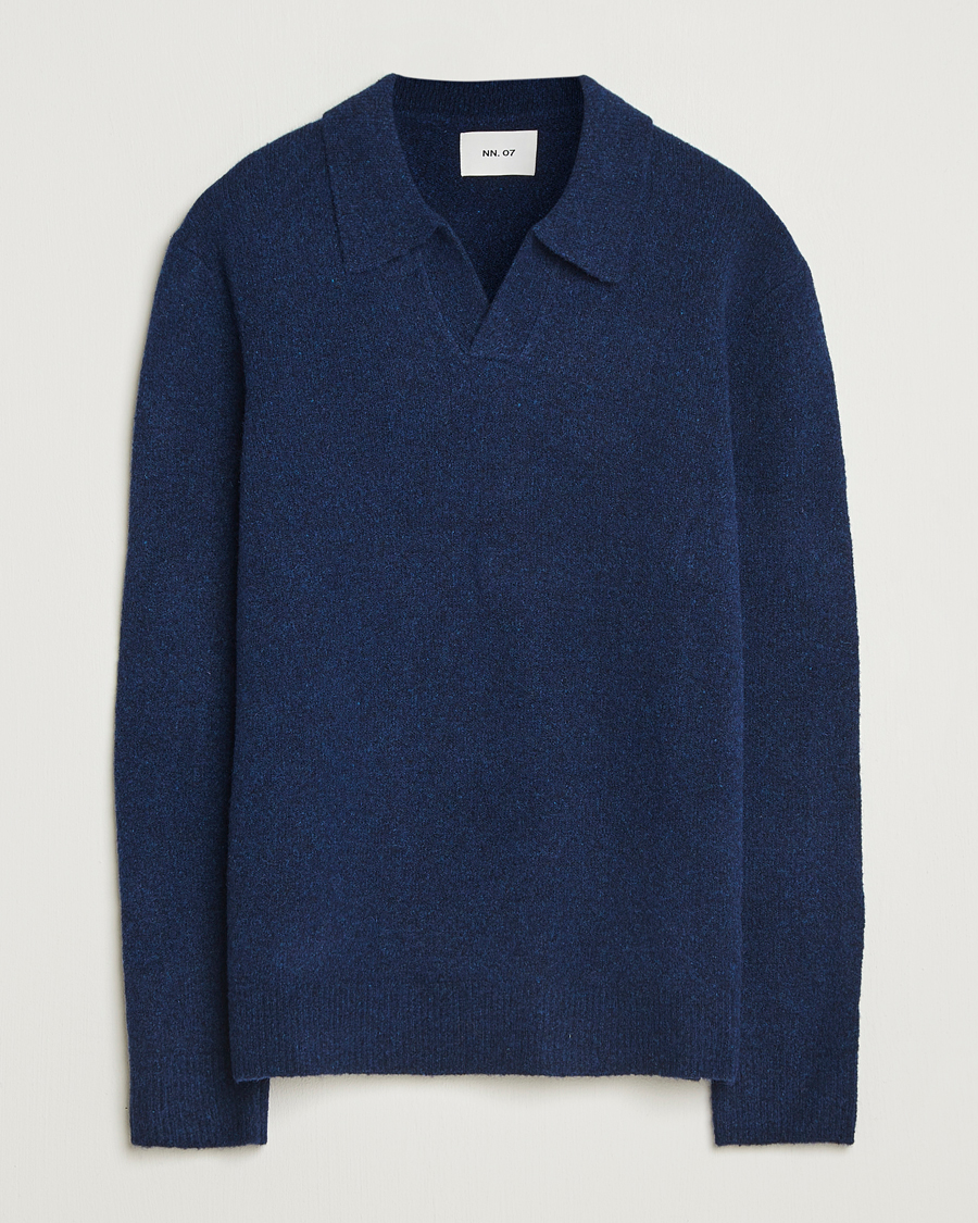 Mies | Puserot | NN07 | Hope Wool Knitted Polo Navy Blue