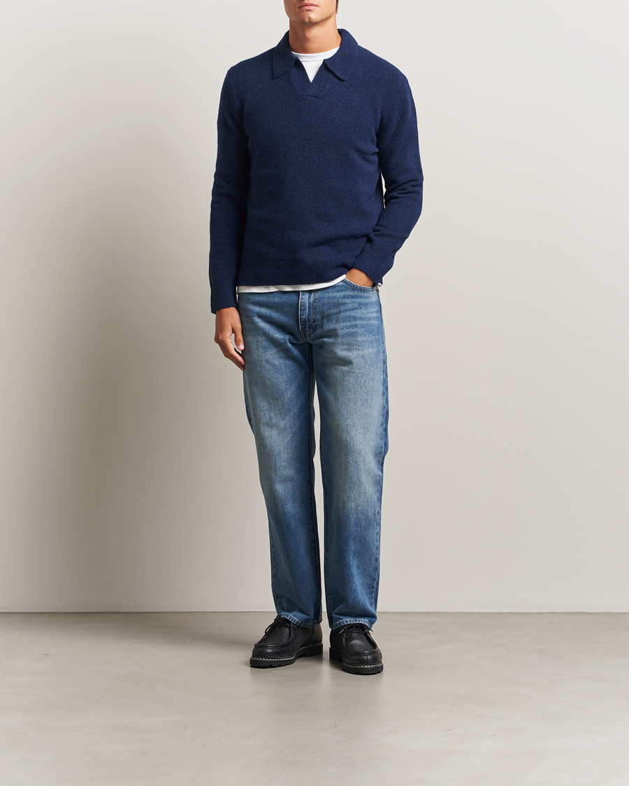 Mies | Puserot | NN07 | Hope Wool Knitted Polo Navy Blue