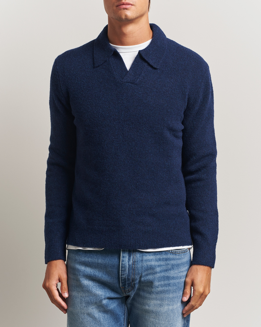 Mies | Puserot | NN07 | Hope Wool Knitted Polo Navy Blue