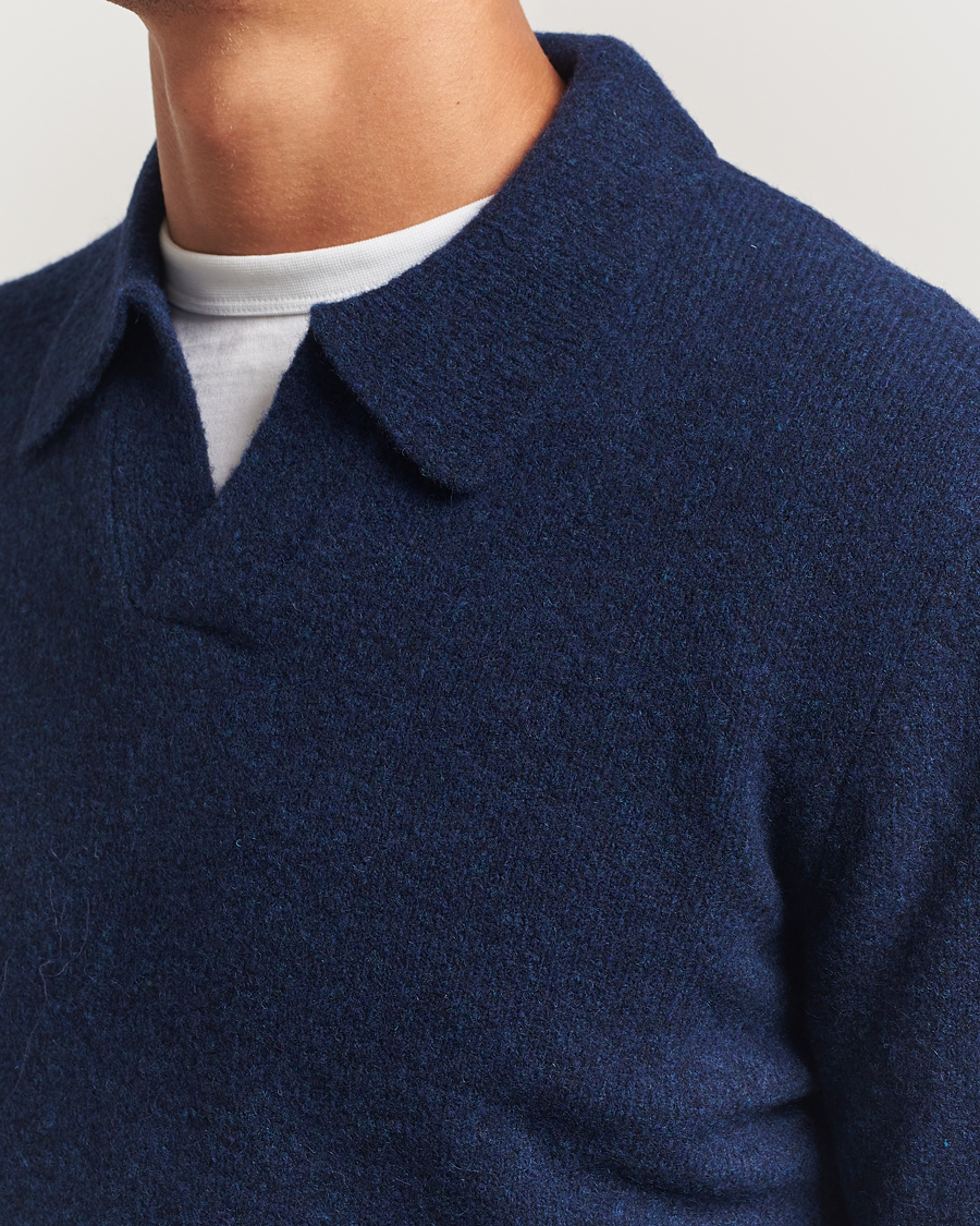 Mies | Puserot | NN07 | Hope Wool Knitted Polo Navy Blue