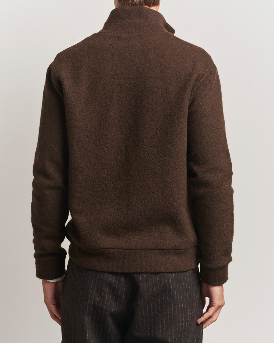 Mies | Puserot | NN07 | Boiled Wool Full Zip Demitasse Brown