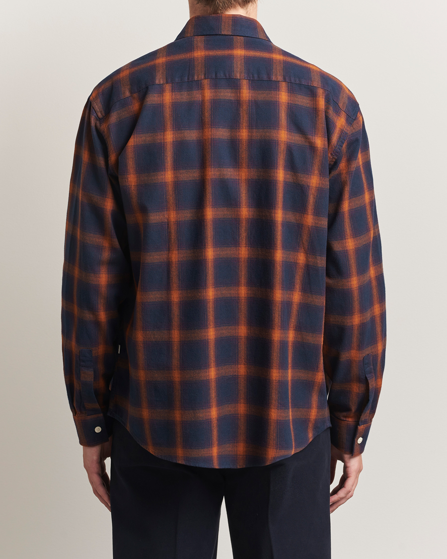 Mies | Kauluspaidat | NN07 | Deon Flannel Checked Shirt Navy/Orange