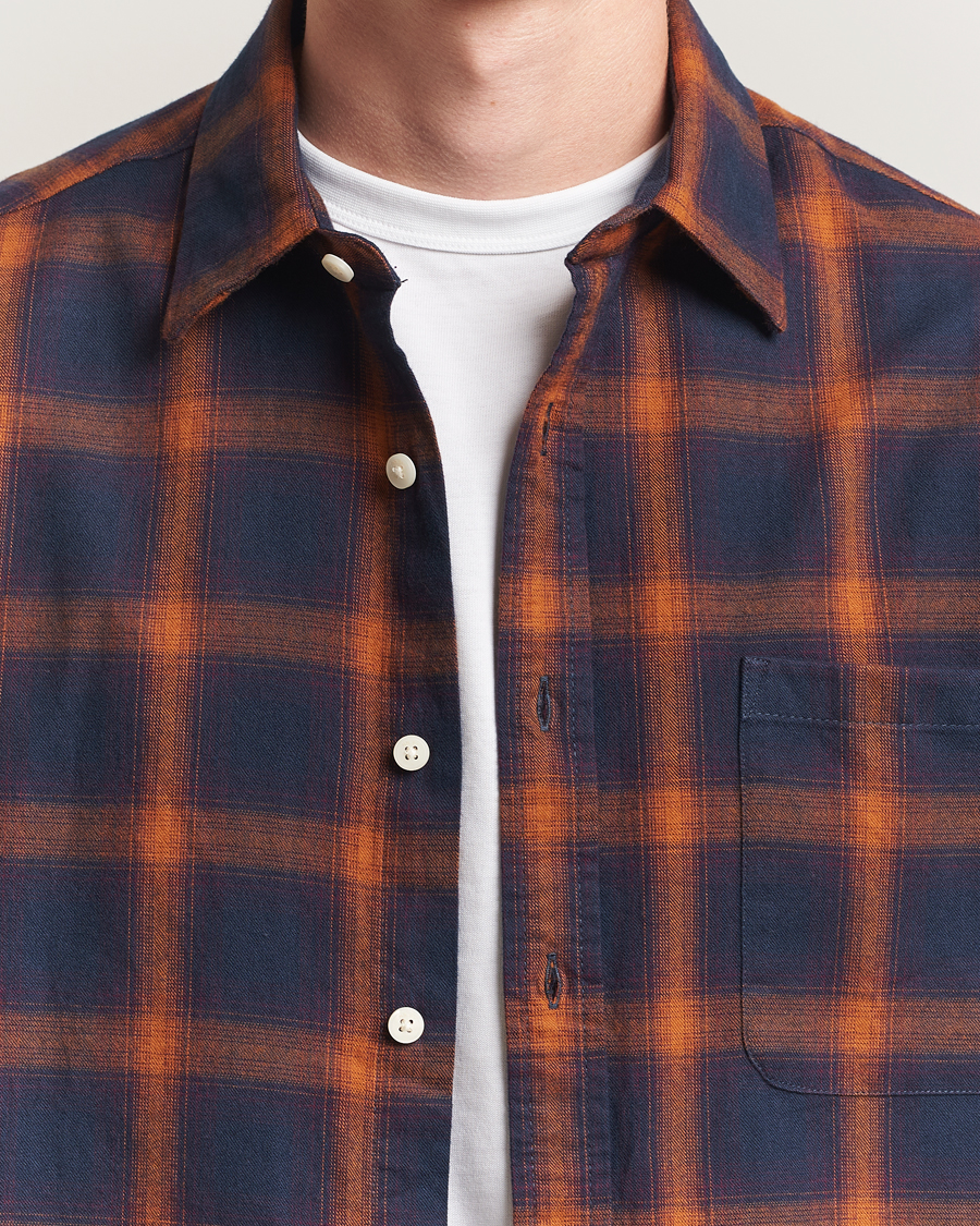Mies | Kauluspaidat | NN07 | Deon Flannel Checked Shirt Navy/Orange