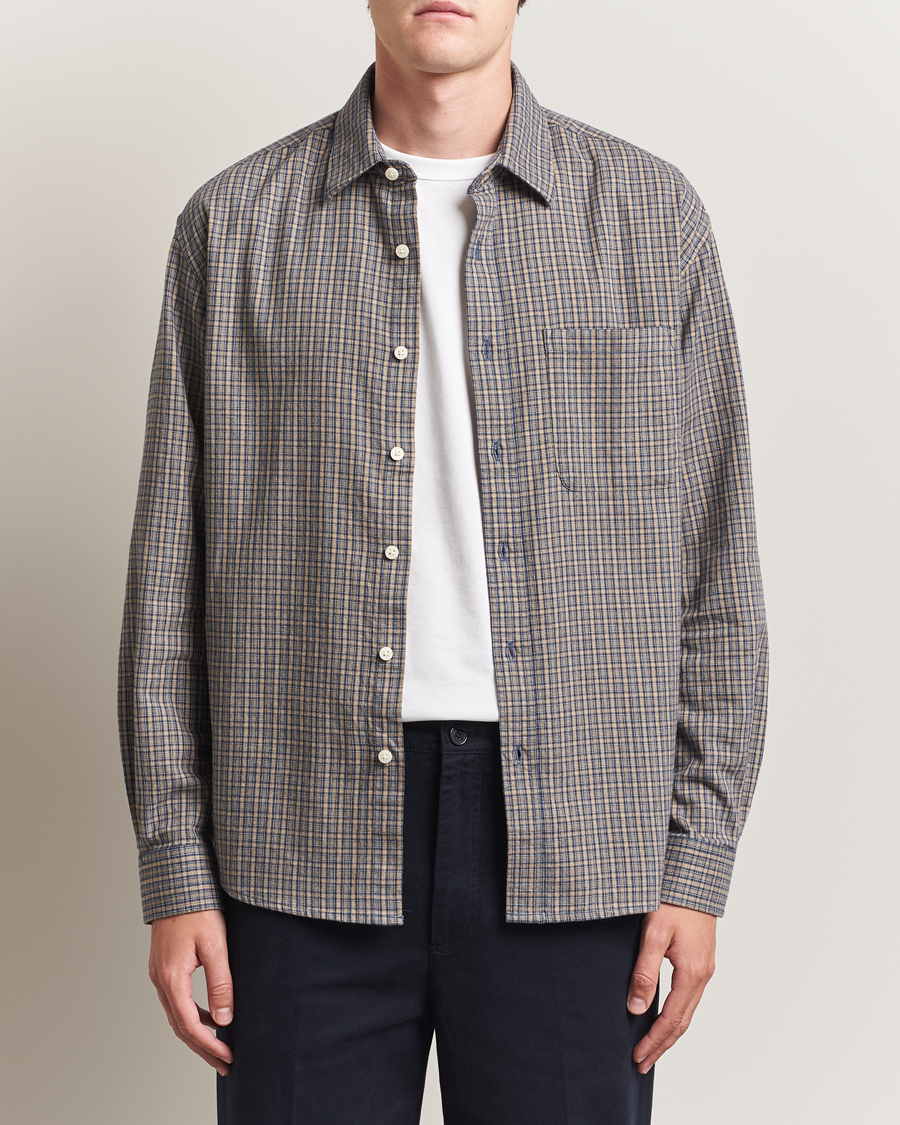 Mies | Kauluspaidat | NN07 | Deon Flannel Checked Shirt Indigo