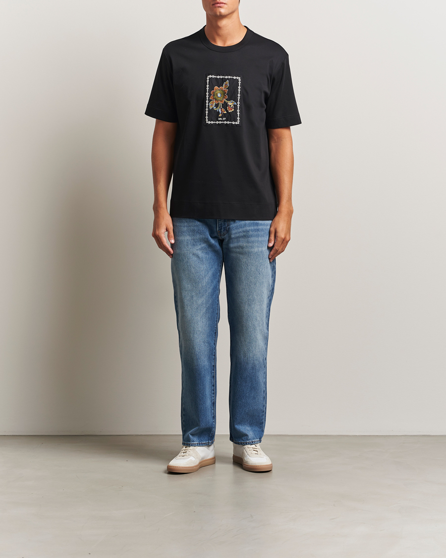 Mies | T-paidat | NN07 | Pedro Mercerized Flower T-Shirt Black
