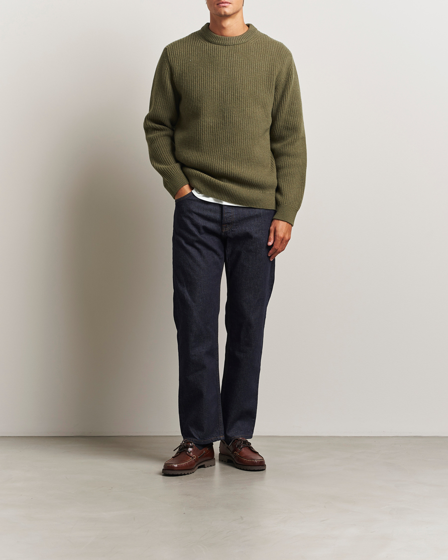 Mies | Puserot | Nudie Jeans | August Wool Rib Knitted Sweater Olive
