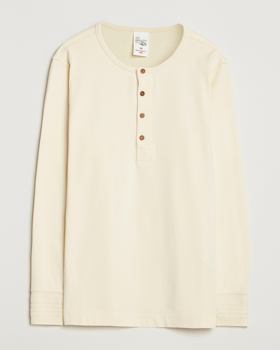 Mies | Puserot | Nudie Jeans | Long Sleeved Henley Ecru